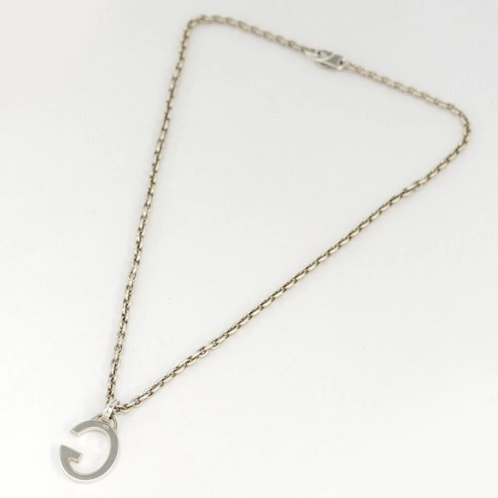 GUCCI G Logo Pendant Necklace 18" Silver 925 Auth w/Bag #22904 - Picture 4 of 9